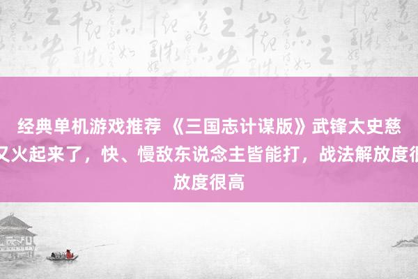 经典单机游戏推荐 《三国志计谋版》武锋太史慈，又火起来了，快、慢敌东说念主皆能打，战法解放度很高