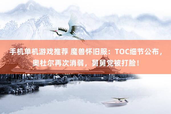 手机单机游戏推荐 魔兽怀旧服：TOC细节公布，奥杜尔再次消弱，舅舅党被打脸！