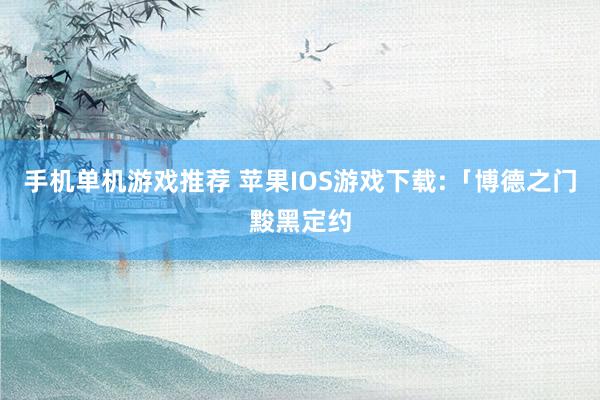 手机单机游戏推荐 苹果IOS游戏下载:「博德之门黢黑定约