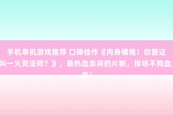 手机单机游戏推荐 口碑佳作《肉身横推！你管这叫一火灵法师？》，最热血澎湃的片断，排场不狗血！